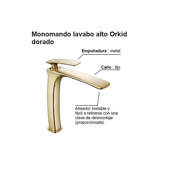 Monomando lavabo alto ORKID