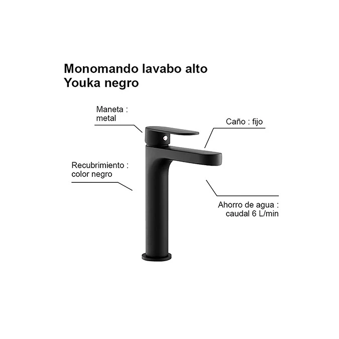 Monomando lavabo YOUKA ALTO