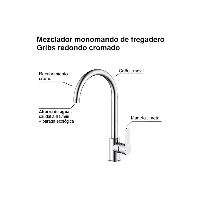 Monomando fregadero redondo GRIBS RAPIDFIX - Fijación por la parte superior