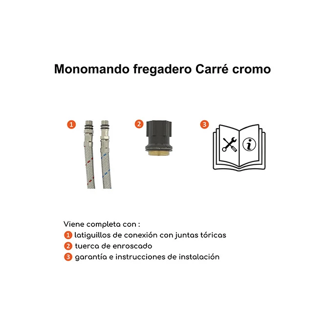 Monomando fregadero CUADRADO con ducha extraíble