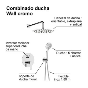Columna de ducha mural empotrable WALL REDONDO