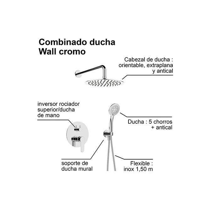 Columna de ducha mural empotrable WALL REDONDO