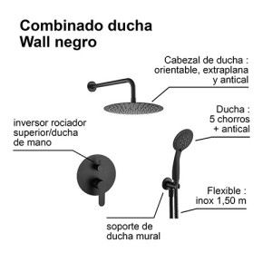 Columna de ducha mural empotrable WALL REDONDO