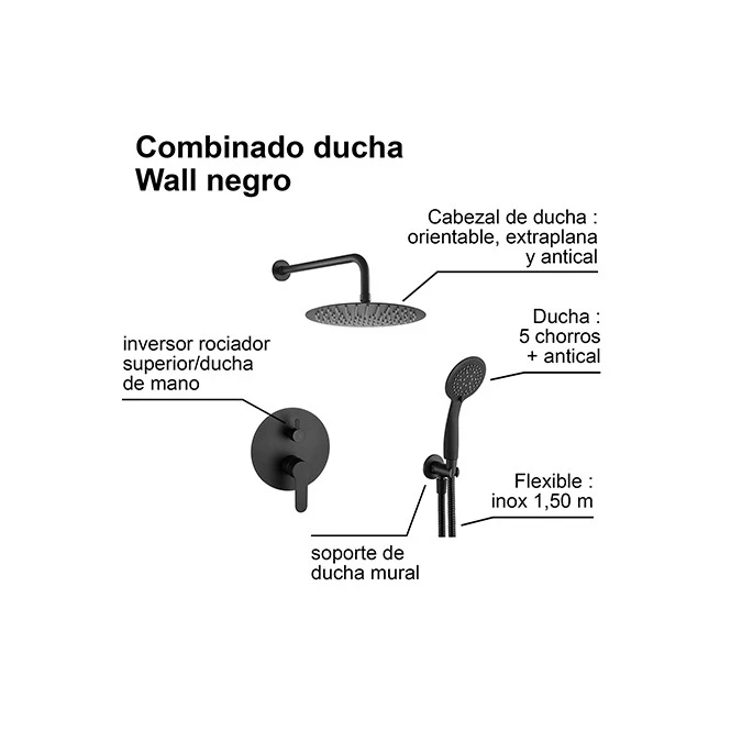 Columna de ducha mural empotrable WALL REDONDO