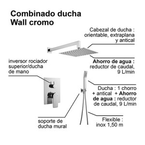 Columna de ducha mural empotrable WALL CUADRADO