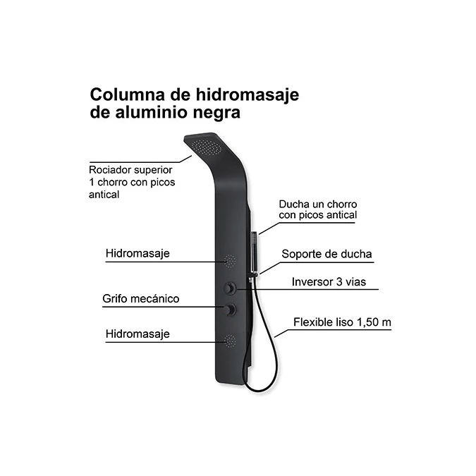 Columna de ducha hidromasaje ALUMINIUM