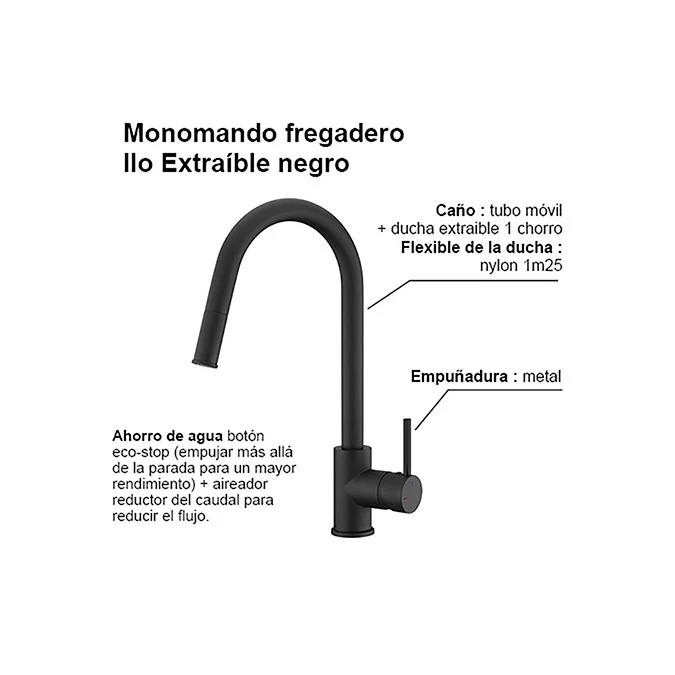 Monomando fregadero ILO extraíble