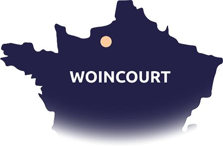 Mapa de Francia que muestra el taller de Woincourt