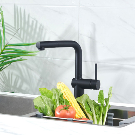 Mitigeur cuisine noir avec douchette extractible 10:46 Grifo mezclador de cocina negro con ducha extraíble