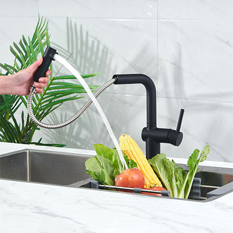 Mitigeur cuisine noir avec douchette extractible 10:46 Grifo mezclador de cocina negro con ducha extraíble